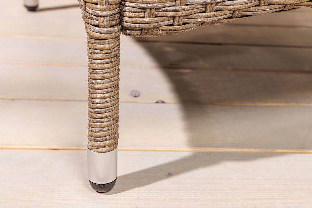 Outdoor Gartenstuhl SYLT natur beige Polyrattan Hochlehner mit Armlehne verstellbar wetterfest