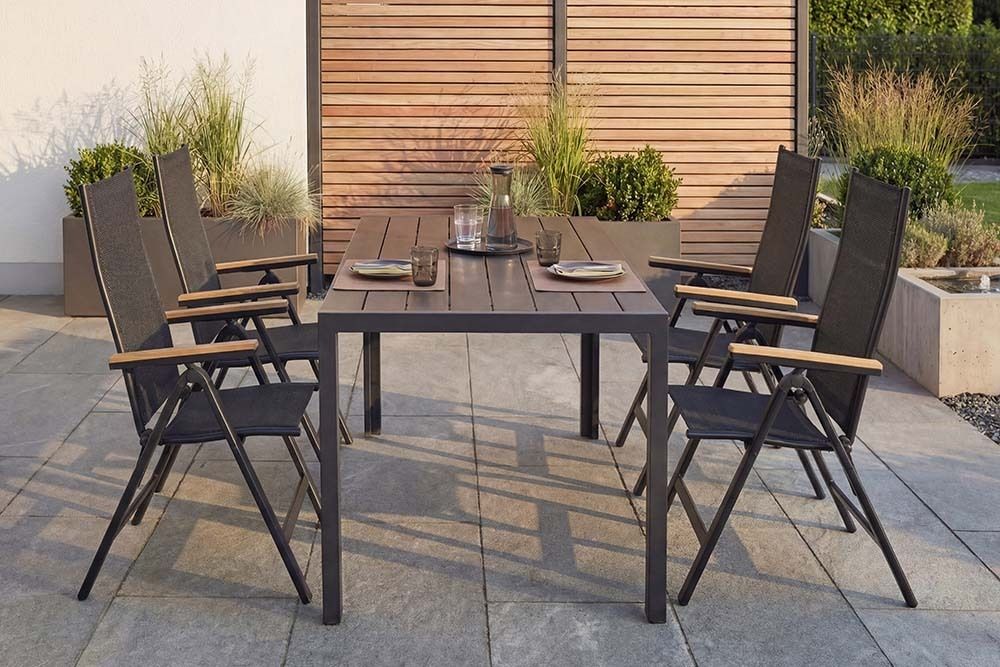 Moderner Gartentisch DESIGNO 205cm anthrazit schwarz Aluminium wetterfest