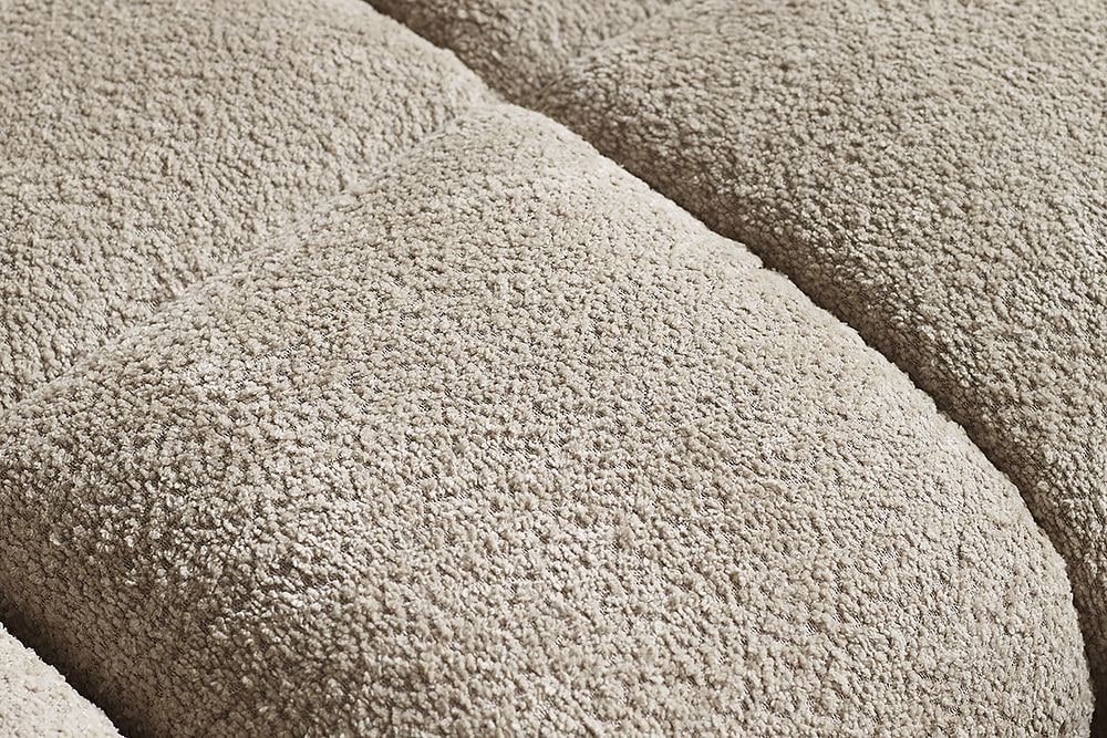 Moderner Hocker CLOUD 100cm champagner greige Bouclé Federkern Fußhocker Sitzhocker