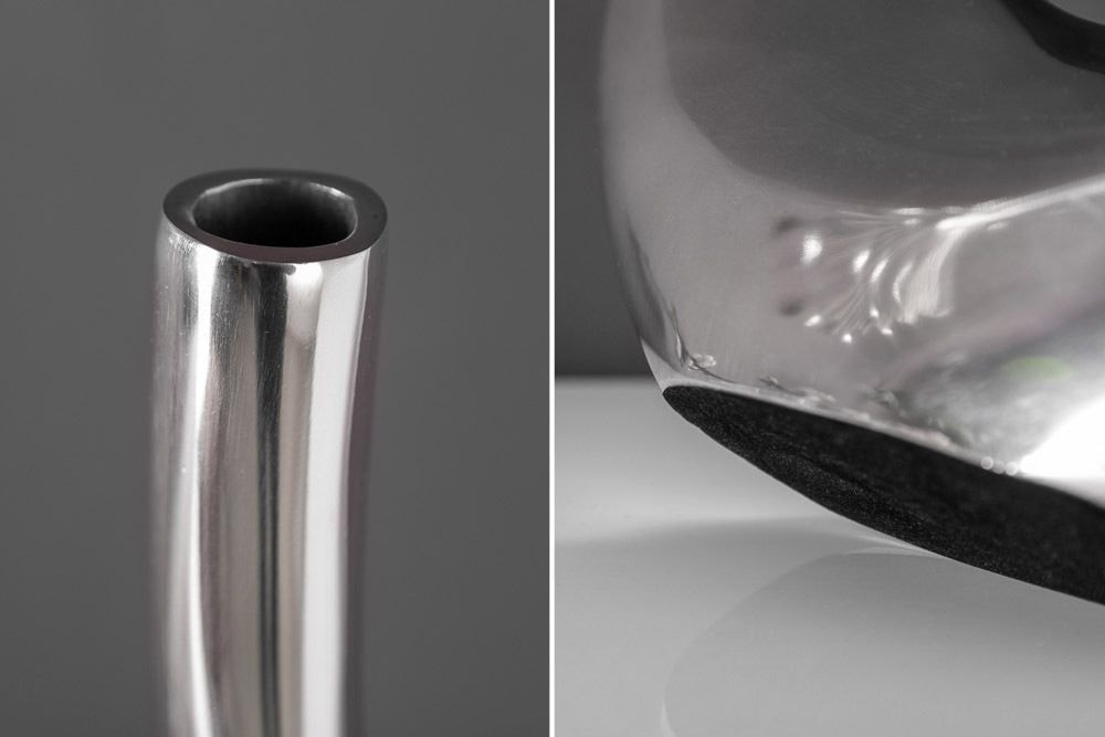 Moderne Vase WAVE XL 106cm silber Aluminium poliert Dekoration