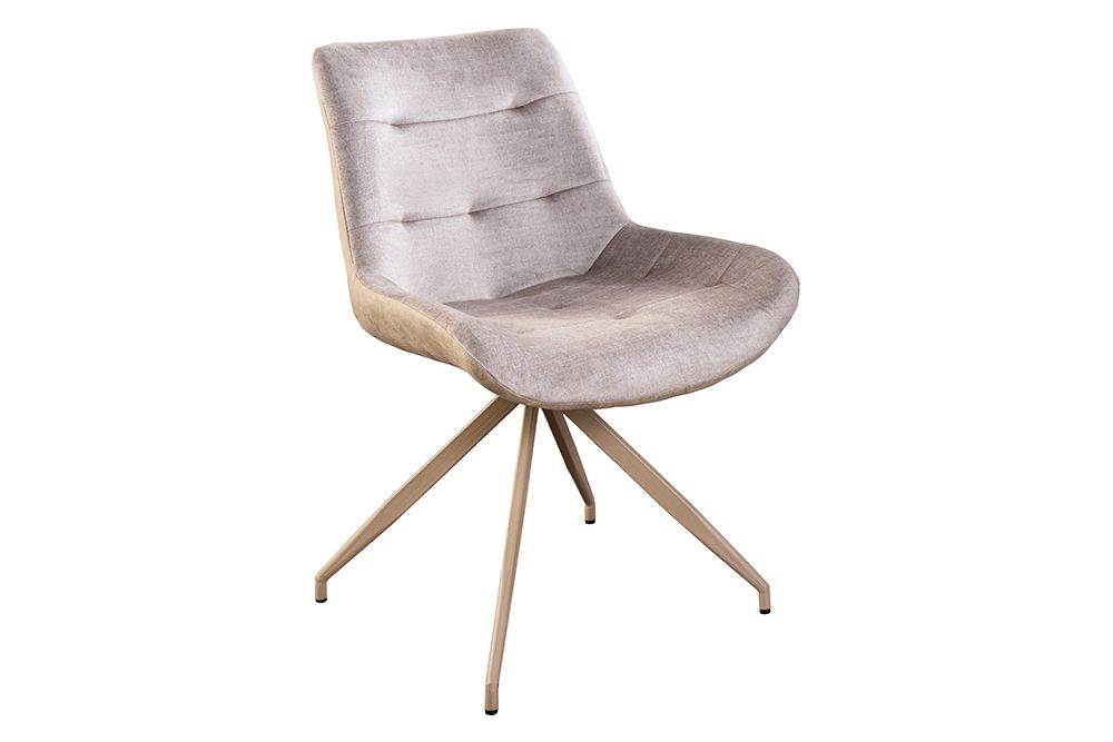 Design Stuhl DIVANI champagner beige Samt Metallgestell