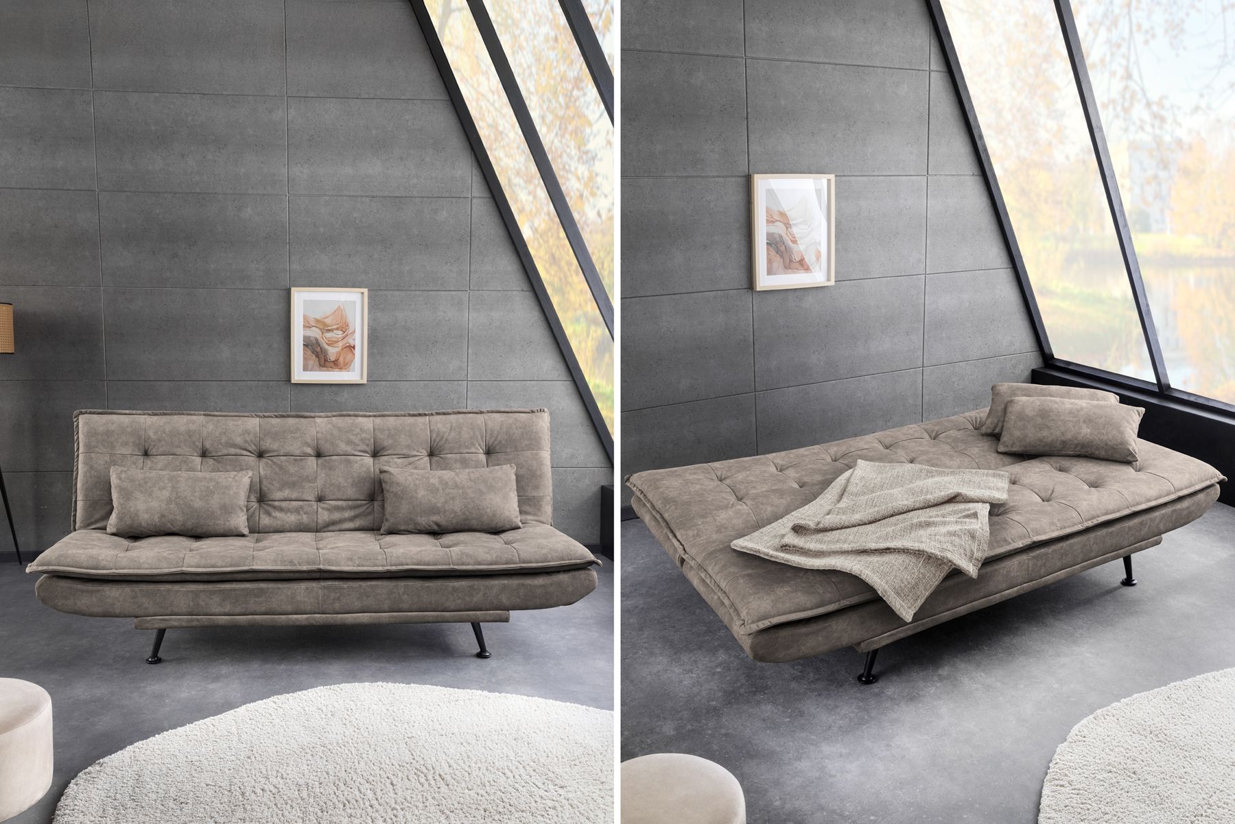 Modernes Schlafsofa JAZZ 190cm antik taupe Microfaser 3-Sitzer Couch