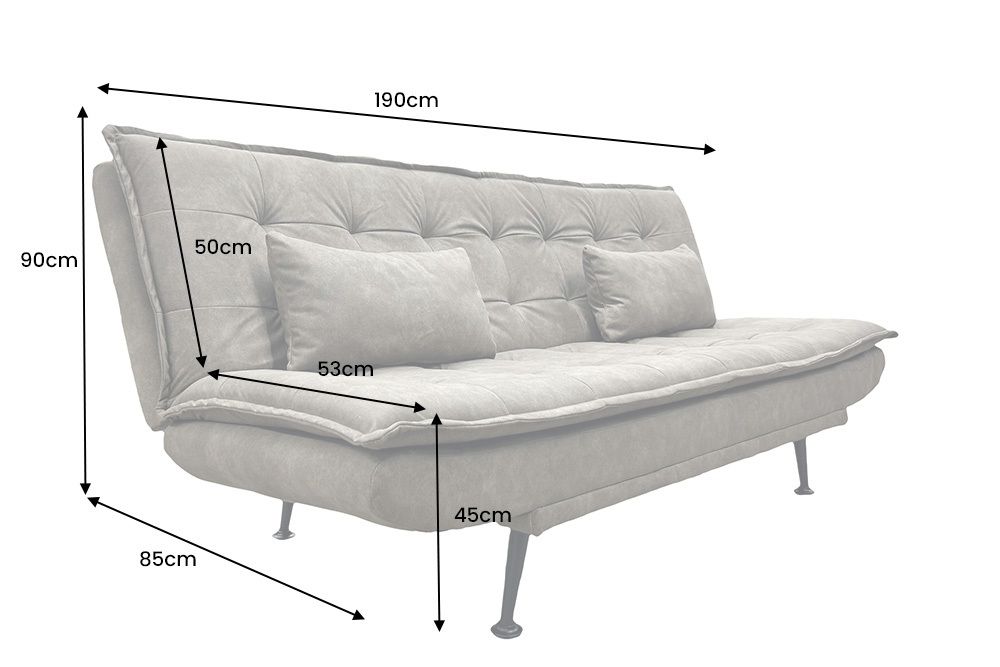 Modernes Schlafsofa JAZZ 190cm antik taupe Microfaser 3-Sitzer Couch