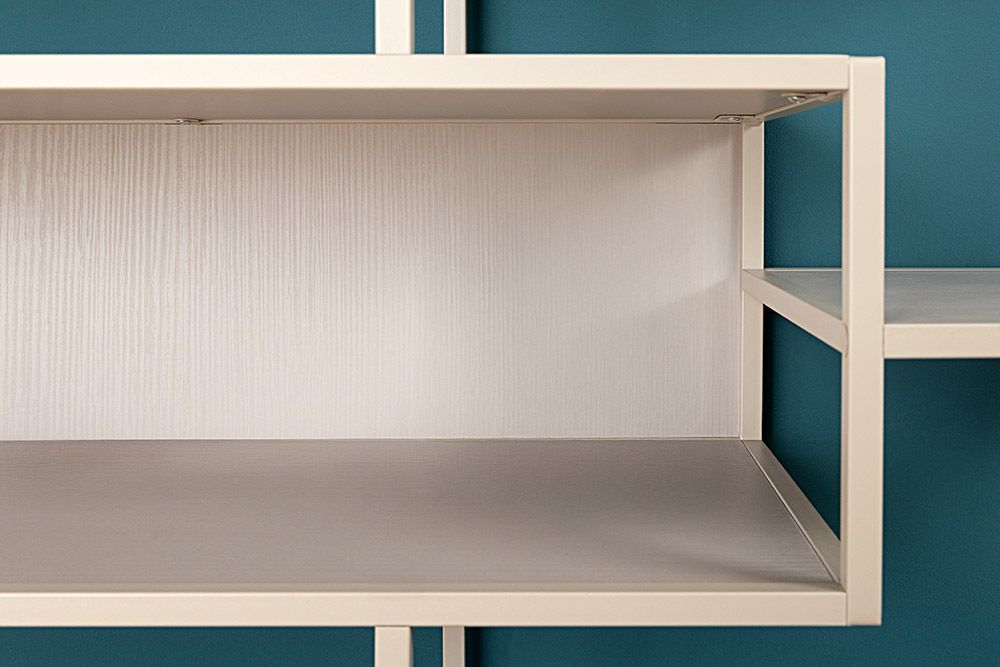 Modernes Bücherregal SLIM LINE 115cm champagner beige Metallgestell fünf Regalböden