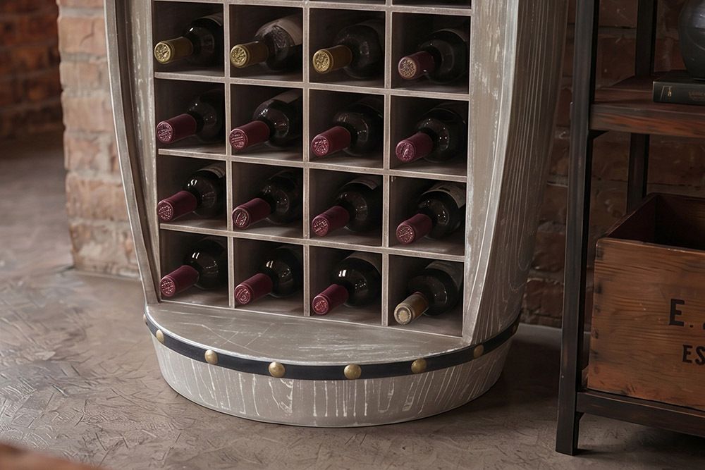 Shabby Chic Weinregal BODEGA 100cm natur Pinie Weinfass für 24 Flaschen
