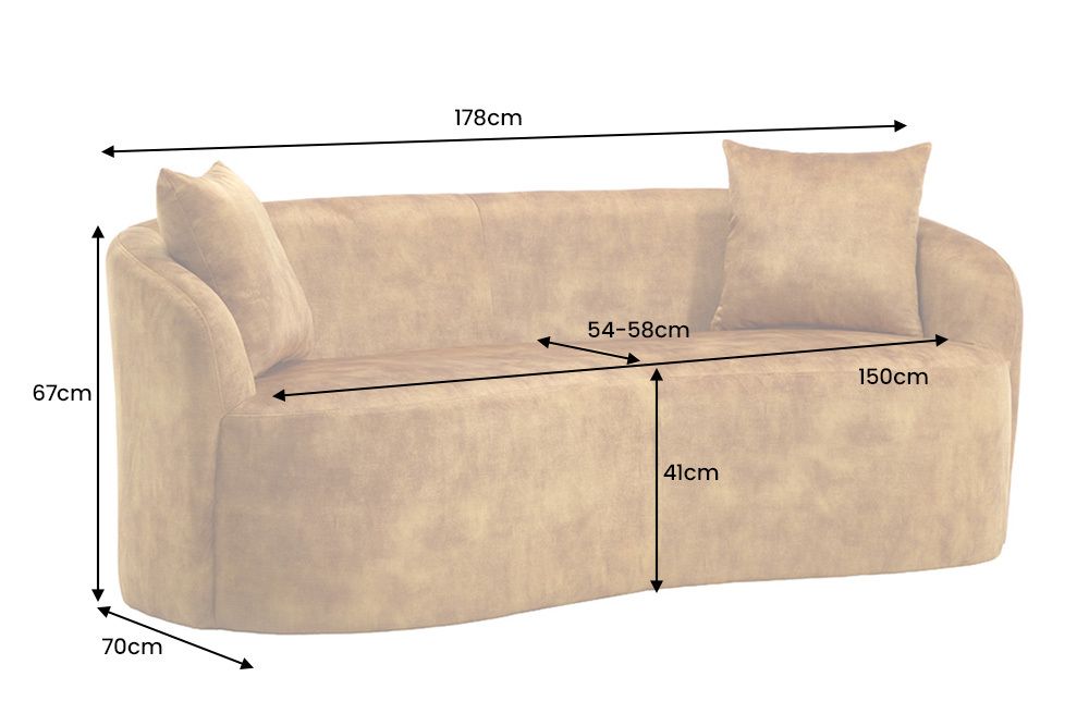 Extravagantes Sofa ELEMENTAL 180cm senfgelb Samt 2-Sitzer Couch Federkern