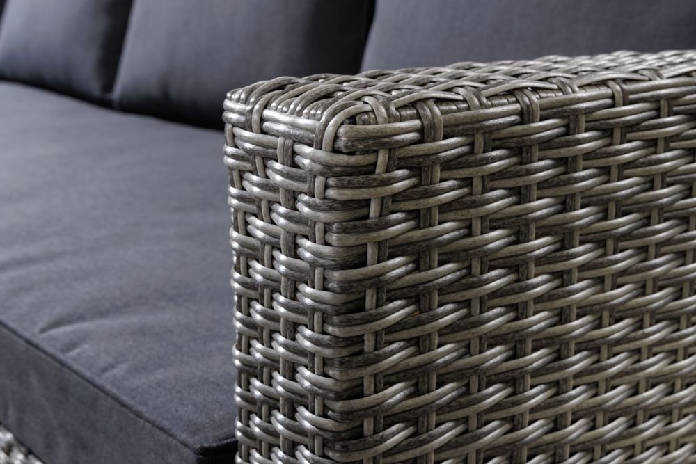 Outdoor Sitzgruppe MONACO 240cm anthrazit Polyrattan Gartenmöbel-Set Ecklounge wetterfest