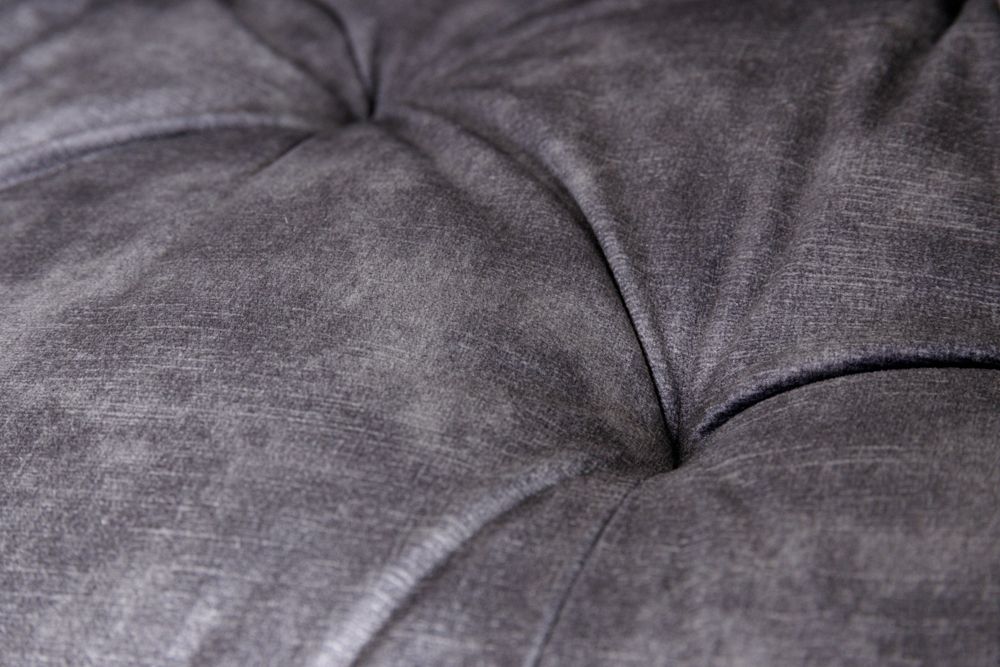 Design Barhocker MILANO grau Samt Barstuhl mit Lehne Metall schwarz Chesterfield-Steppung