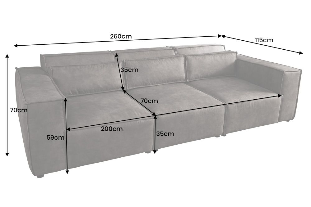 Design 3-Sitzer Sofa BOSSA NOVA 260cm antik taupe Microfaser Couch Wohnzimmer