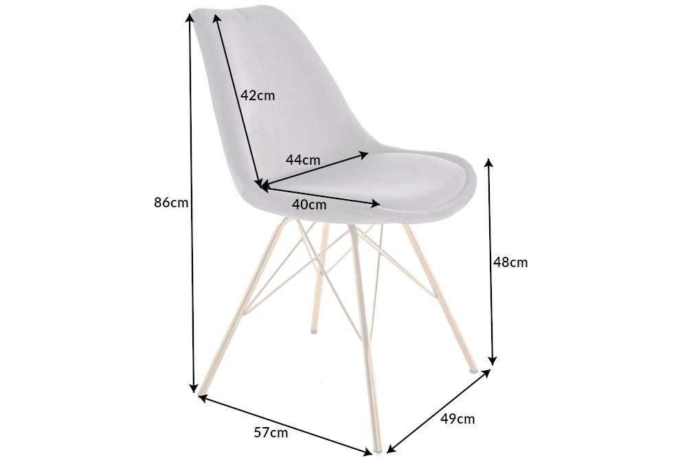 Design Stuhl SCANDINAVIA MEISTERSTÜCK dunkelgrau Samt goldene Beine