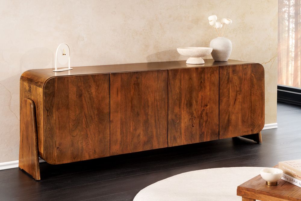 Massives Sideboard BRASIL 175cm braun Mangoholz sechs Fächer