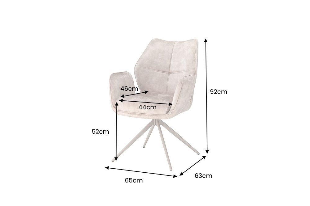 Drehbarer Design Stuhl CONCORD champagner greige Samt Taschenfederkern Metallgestell greige
