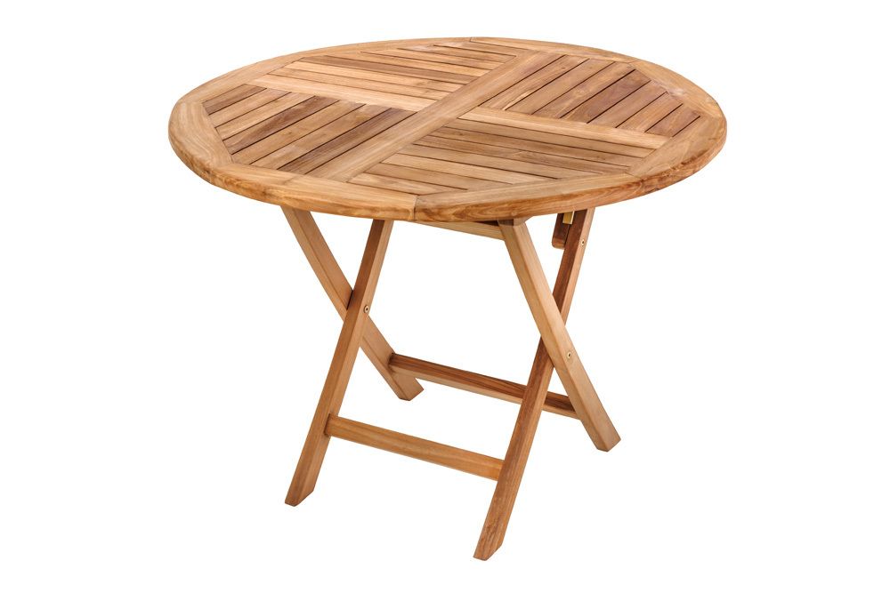 Massiver Gartentisch EMPIRE TEAK 100cm natur Teakholz rund klappbar Outdoor Balkontisch
