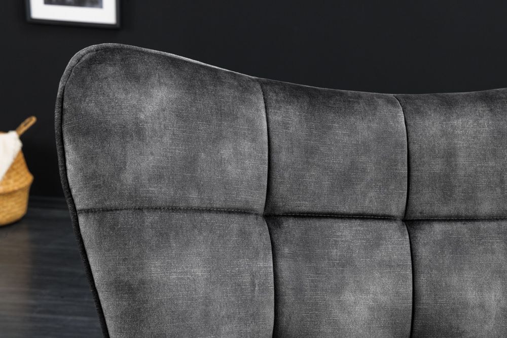 Moderner Sessel SCANDINAVIA grau Samt schwarze Metallbeine mit Armlehnen