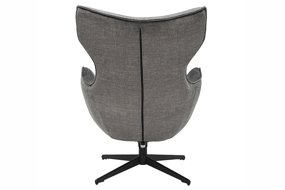 Drehbarer Sessel VOGUE grau Samt schwarze Metallbeine mit Armlehne