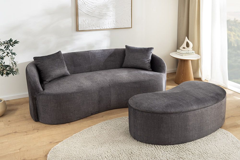 Extravagantes Sofa ELEMENTAL 180cm graphit grau Samt 2-Sitzer Couch organische Form