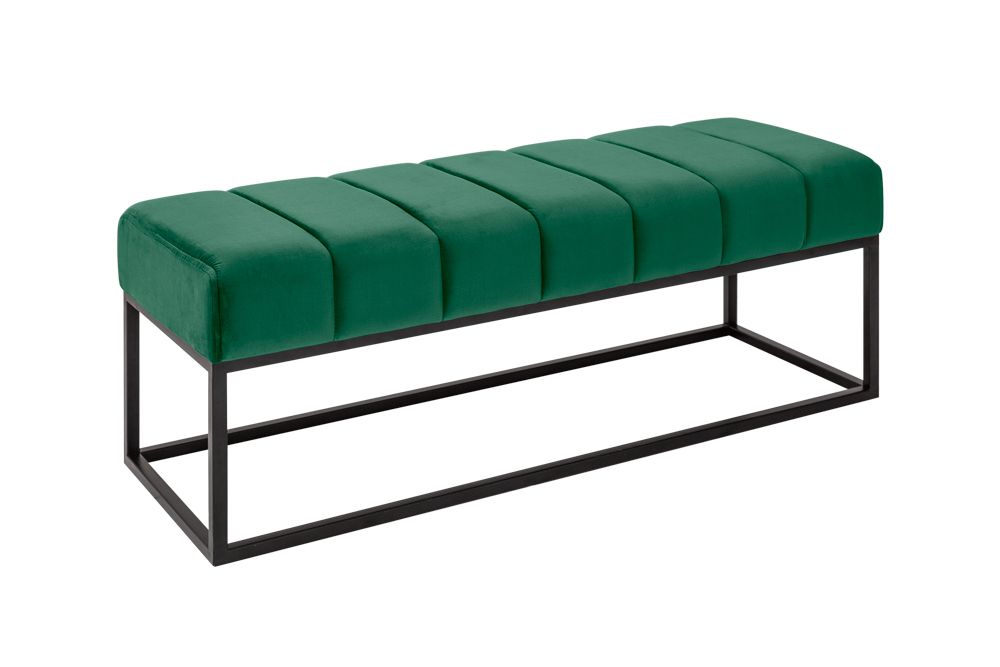 Elegante Sitzbank PETIT BEAUTÉ 110cm smaragdgrün Samt schwarzes Gestell