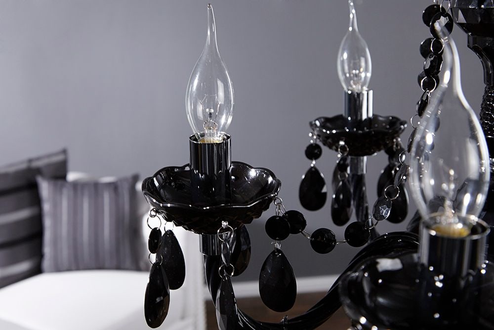 Eleganter Kronleuchter  BLACK CRYSTAL 55cm schwarz Acryl 5-armig Lüster