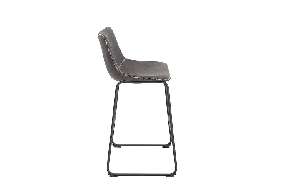 Design Barhocker DJANGO vintage grau Microfaser mit Lehne Eisengestell schwarz