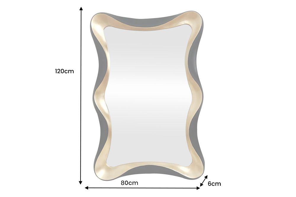 Moderner Wandspiegel ALICE 120cm gold schwarz variabel aufhängbar