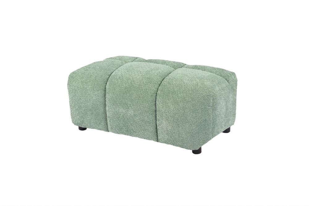 Moderner Hocker CLOUD 100cm salbei Bouclé Federkern Fußhocker Sitzhocker
