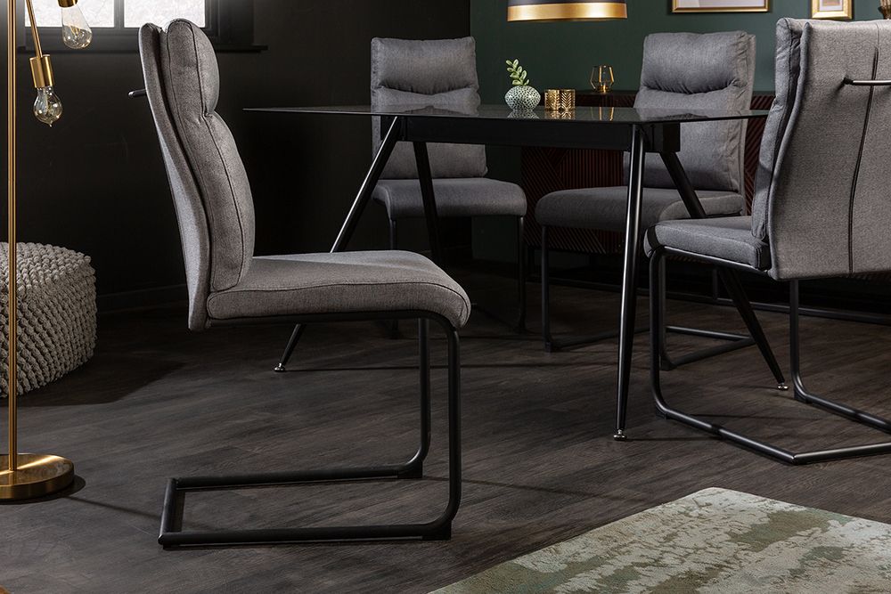 Moderner Freischwinger Stuhl COMFORT grau mit Komfortgriff