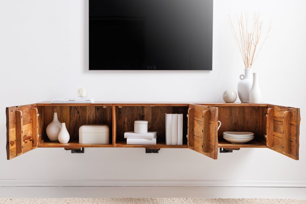Massivholz TV-Bank SCORPION 160cm braun Mango Lowboard Hängeschrank