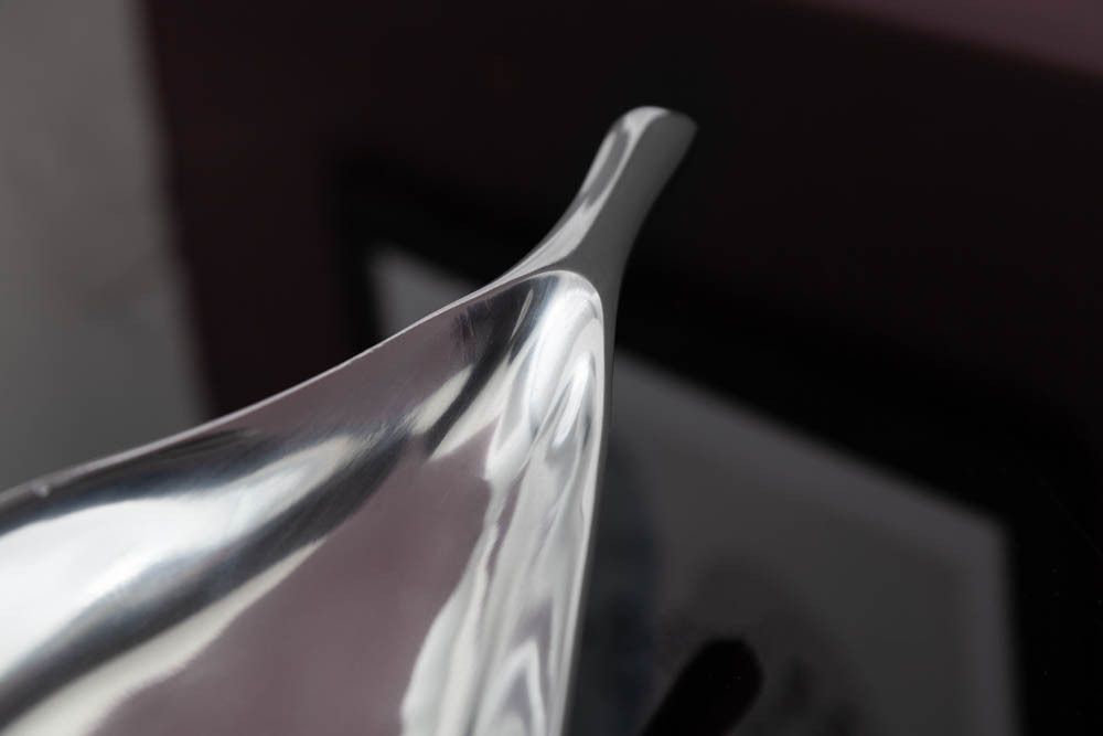 Handgearbeitete Deko Schale SILVER LEAF 60cm silber Aluminium