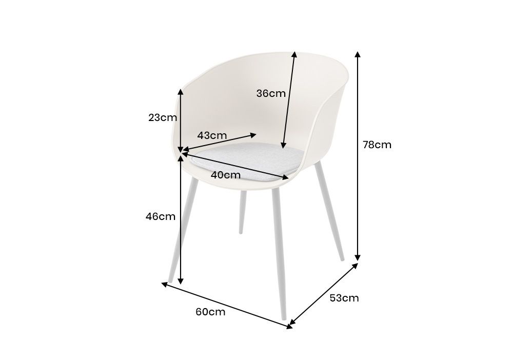 Moderner Stuhl DESIGNO schwarz Kunststoff Gartenstuhl mit Armlehnen Indoor Outdoor