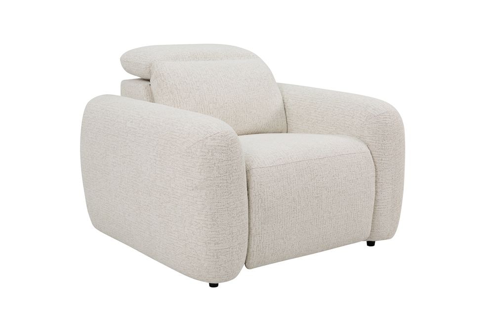 Sessel MILANO 110cm beige Bouclé Tweed Soft elektrisch verstellbare Fuß- und Kopfstütze
