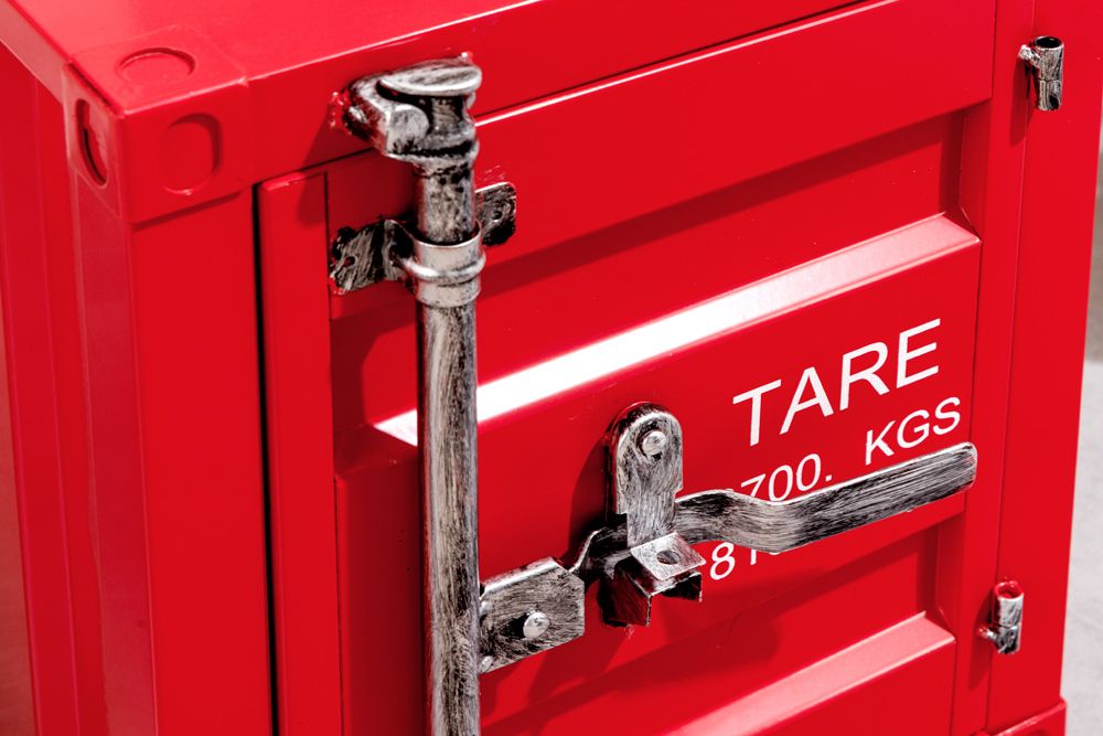 Container-Schrank GLOBETROTTER 50cm rot Metall Nachttisch Beistellschrank