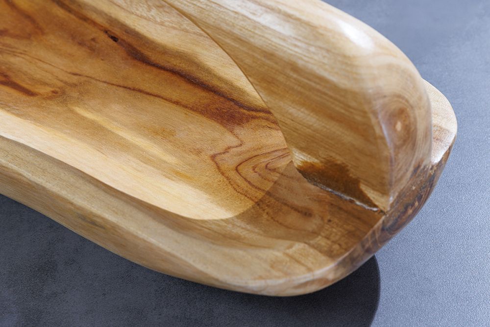 Massive Holzschale BALI 60cm Teakholz mit Griff natürliche Maserung