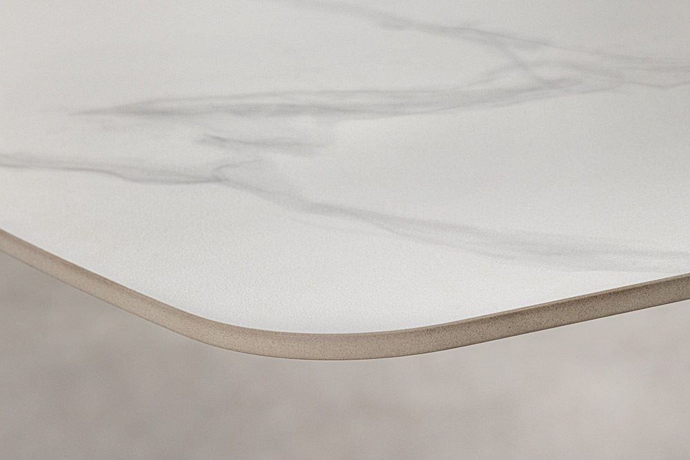 Design Esstisch OSAKA 160cm weiß Keramik schwarz Sterngestell Metall