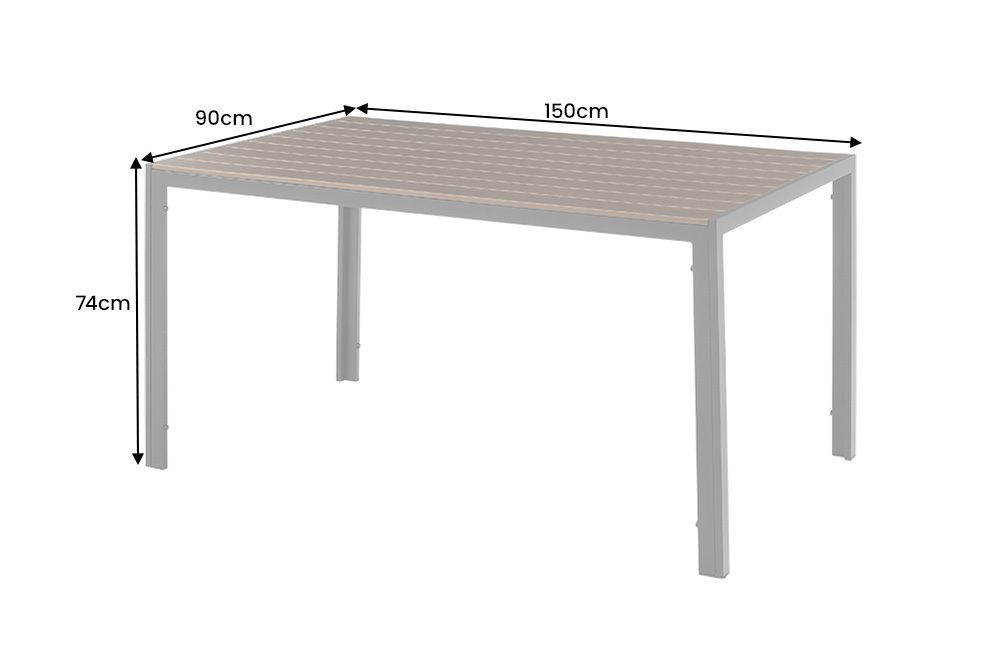 Moderner Gartentisch DESIGNO 150cm dunkelbraun schwarz Aluminium wetterfest