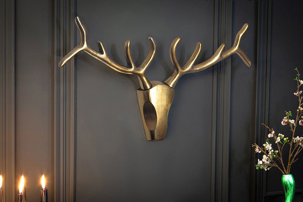 Moderne Wanddekoration VEADO 100cm gold Hirschgeweih