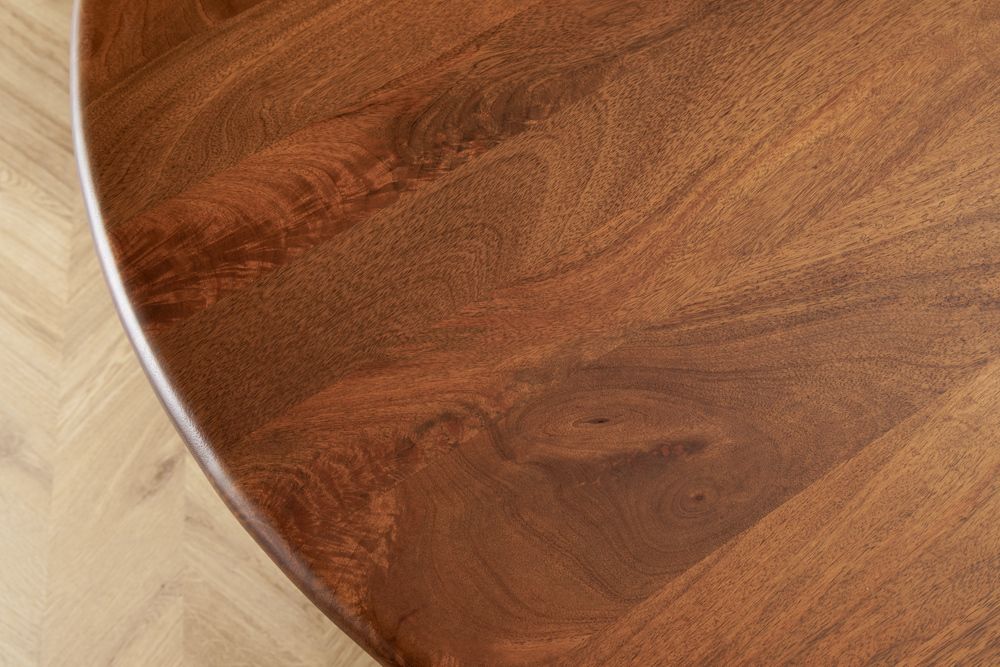 Runder Esstisch ARTE 120cm braun Mangoholz massiv mit markantem Gestell