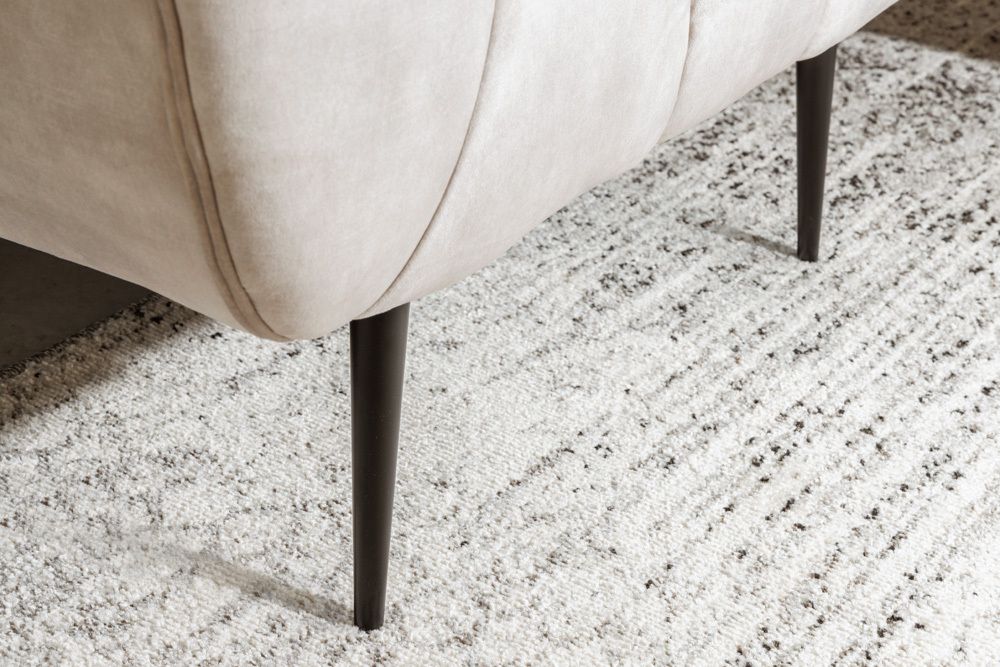 Retro Sessel NOBLESSE 105cm champagner beige Samt mit Ziersteppung