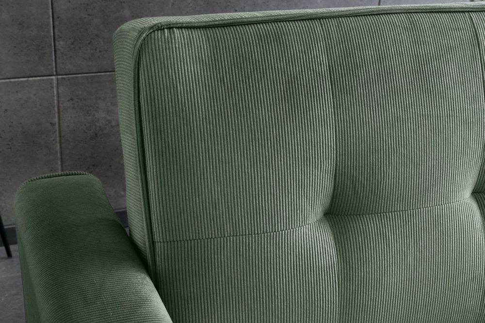 Ausziehbares Schlafsofa SMART 180cm grün Cord 2-Sitzer Couch mit Nosagfederung