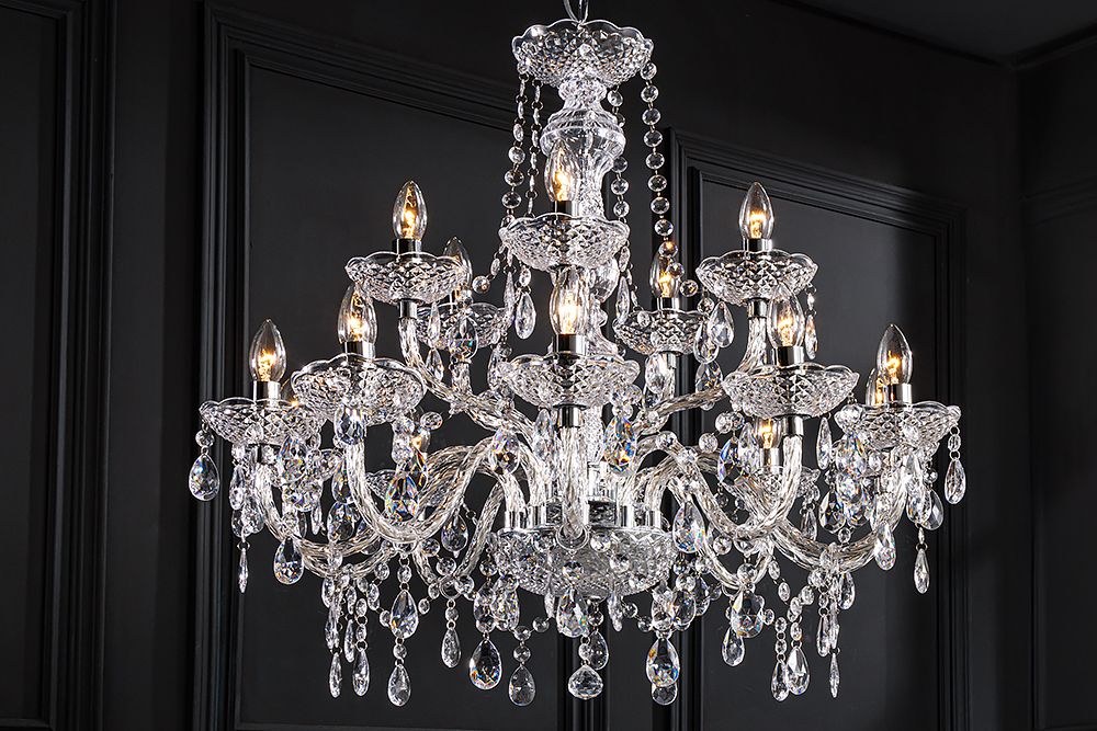 Design Kronleuchter CRYSTAL XL 80cm klar Acryl 15-armig Lüster