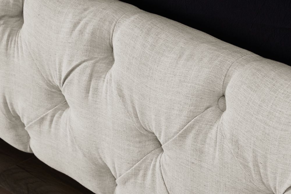 Design Boxbett PARIS 180x200cm beige Leinen Chesterfield Doppelbett