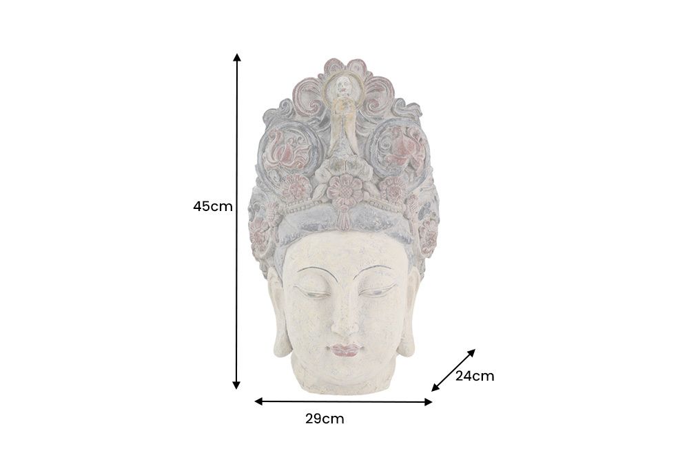 Figur BUDDHA HEAD 45cm mehrfarbig handmade Deko-Kopf Blumengöttin