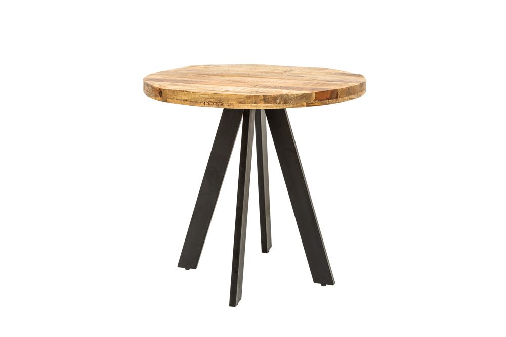 Massiver Esstisch IRON CRAFT 80cm rund natur Mangoholz