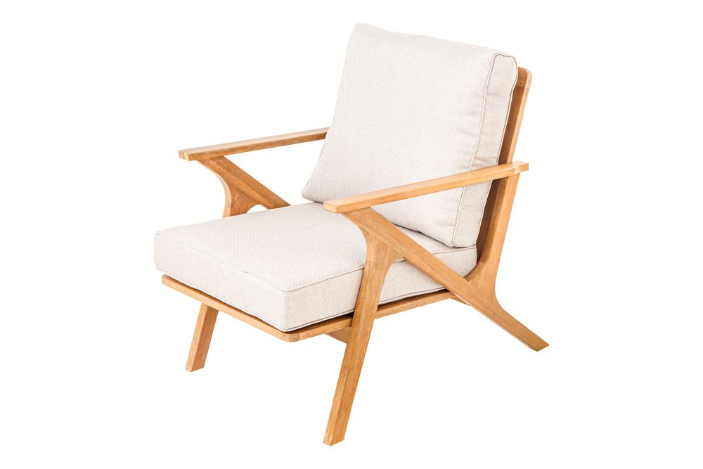 Wetterfester Gartenstuhl COMFORT LINE natur beige Akazienholz Loungesessel