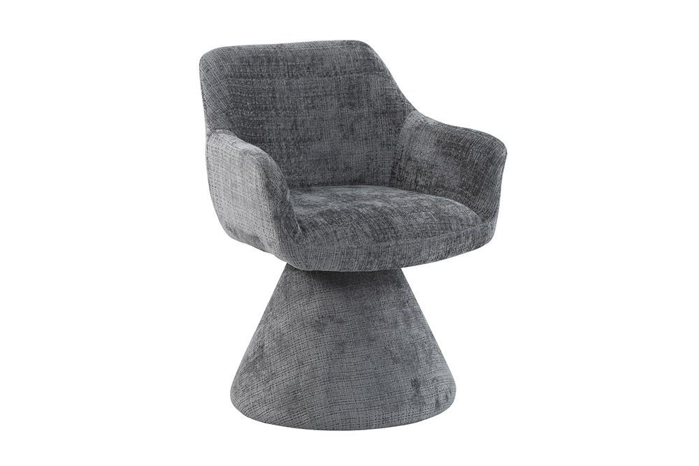 Drehbarer Stuhl AMBIENTO grau Bouclé 180° mit Auto-Return Polsterstuhl