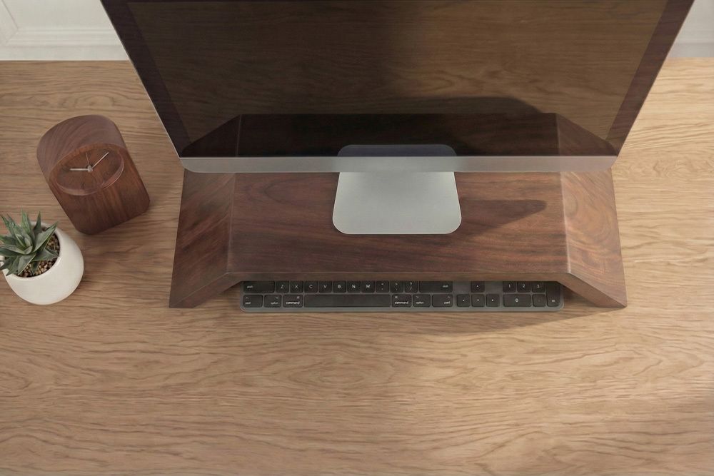 Massiver Monitorständer GATSBY 50cm braun Mangoholz Bildschirmständer Erhöhung