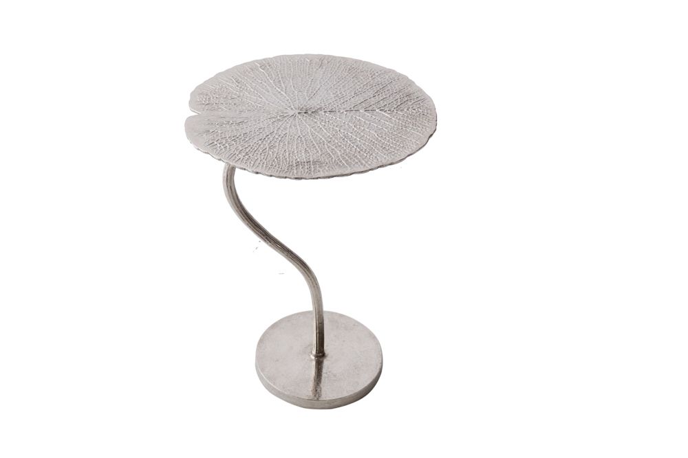 Handgearbeiteter Beistelltisch ABSTRACT LEAF 40cm silber