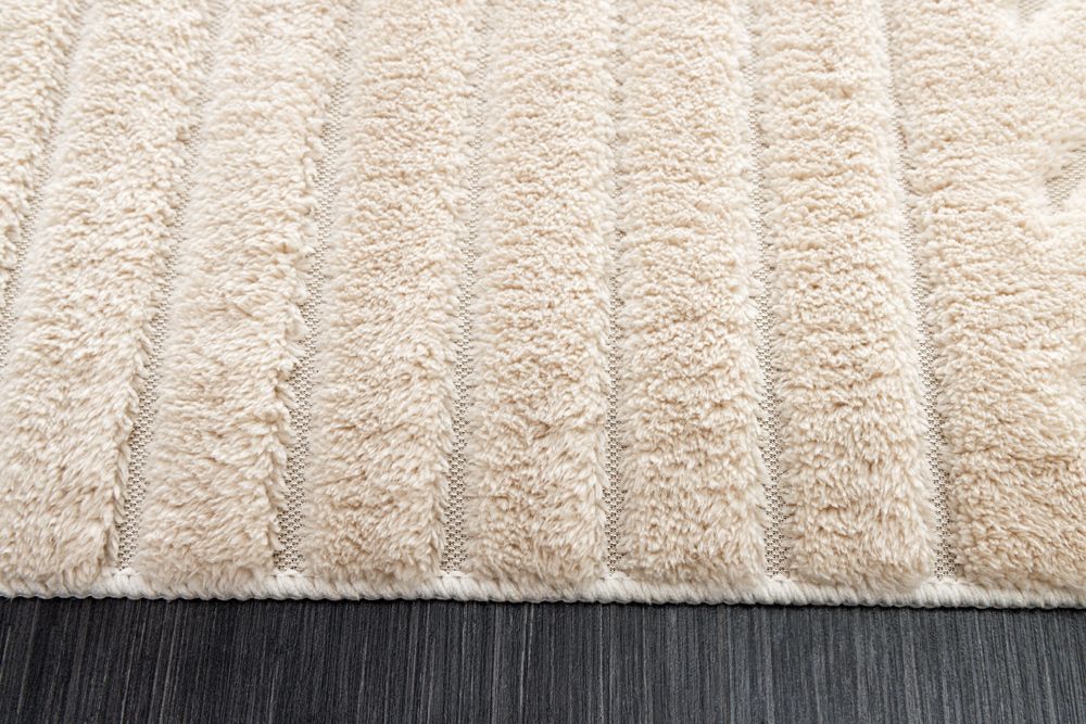 3D strukturierter Kurzflor Teppich ART DECO 230x160cm beige Hoch-Tief-Effekt