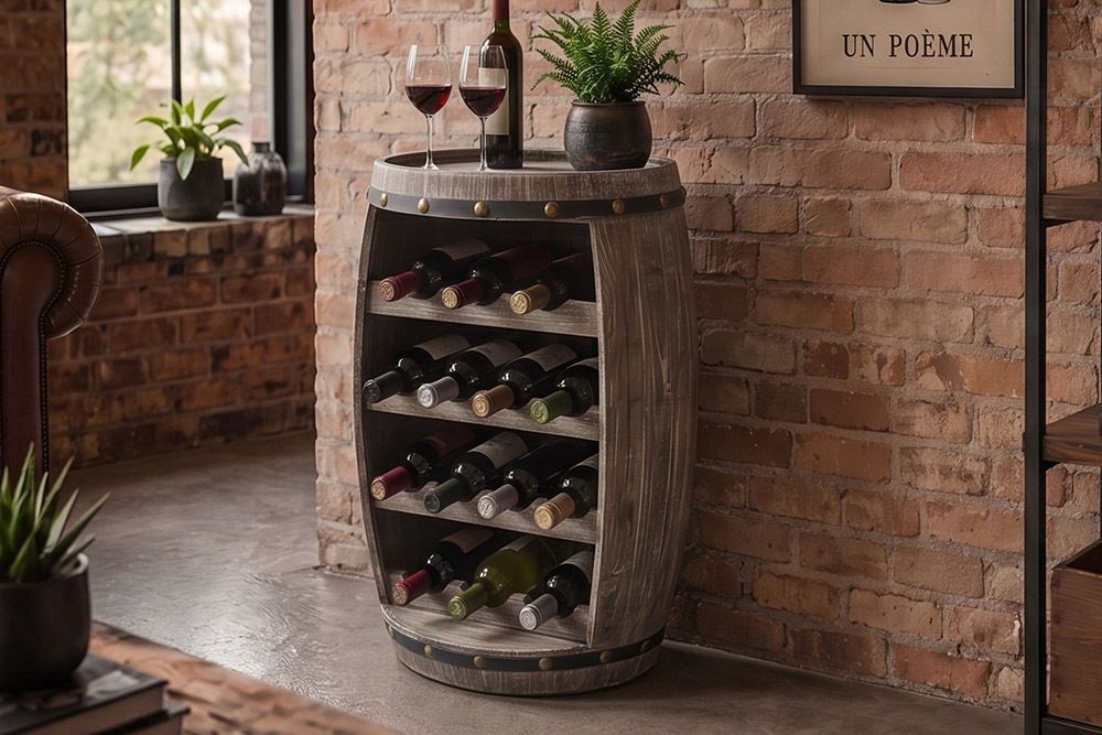 Authentisches Weinregal BODEGA 65cm natur Pinie Weinfass Shabby Chic