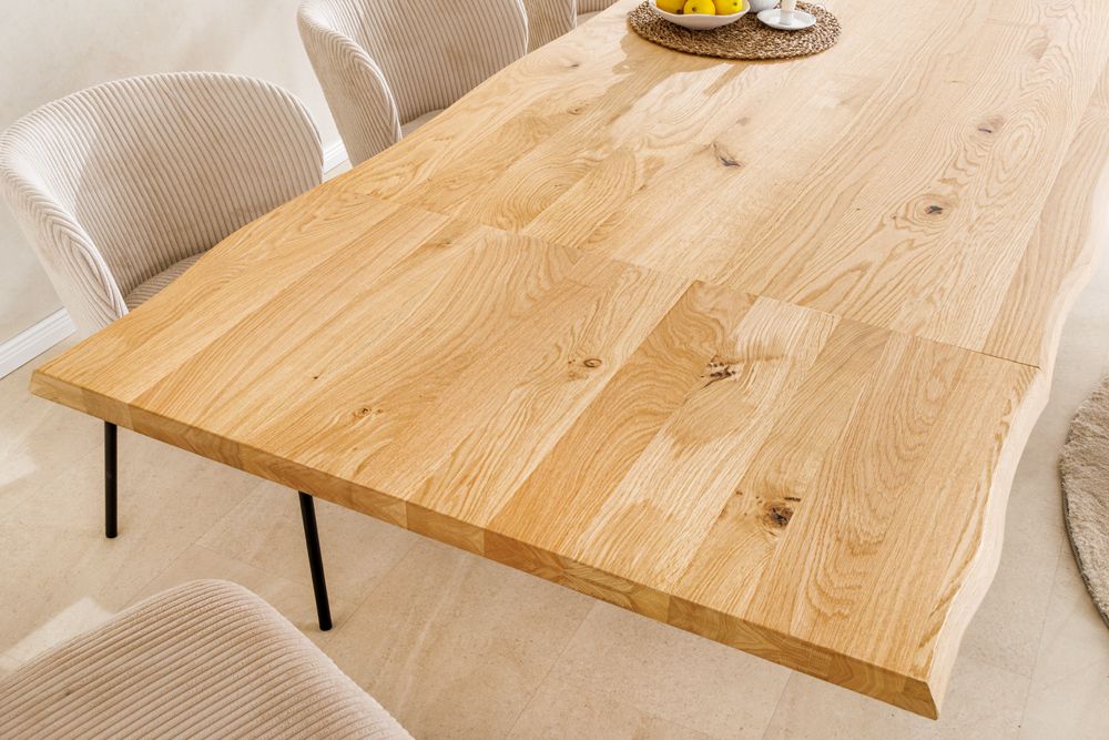 2er Set Ansteckplatten WILD OAK 50cm natur Wildeiche geölt Massivholz Esstisch Verlängerung Baumkante