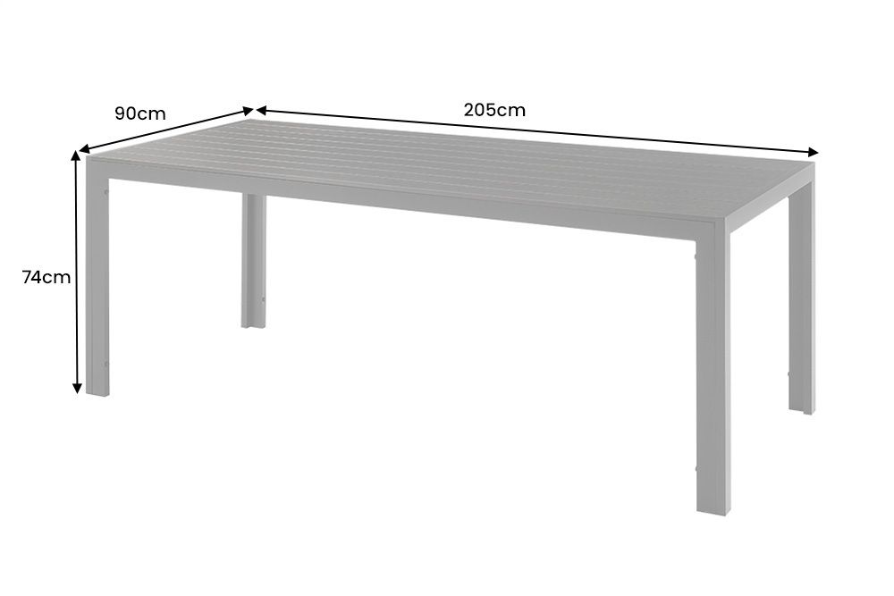 Moderner Gartentisch DESIGNO 205cm anthrazit schwarz Aluminium wetterfest
